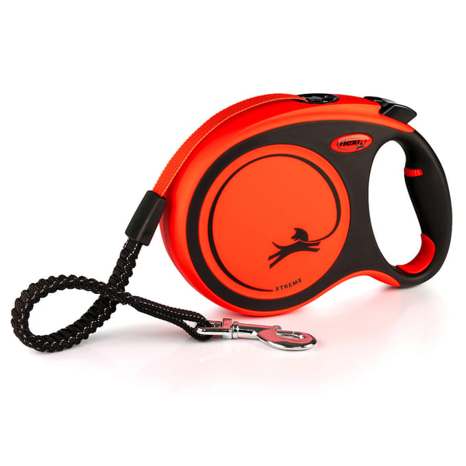Flexi Rollijn Xtreme Tape - Hondenriem - L - 8 meter - Oranje Zwart - Grote en Actieve Honden
