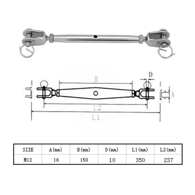 RVS Spanner Gesloten Body Bek Spanner Voor Boot Jacht(M12) gray