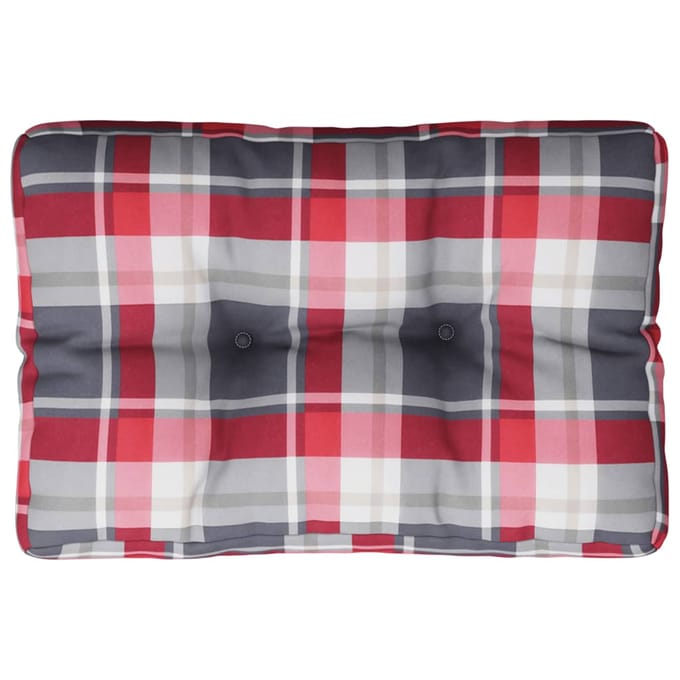 vidaXL Palletkussen 60x40x12 cm stof ruitpatroon rood