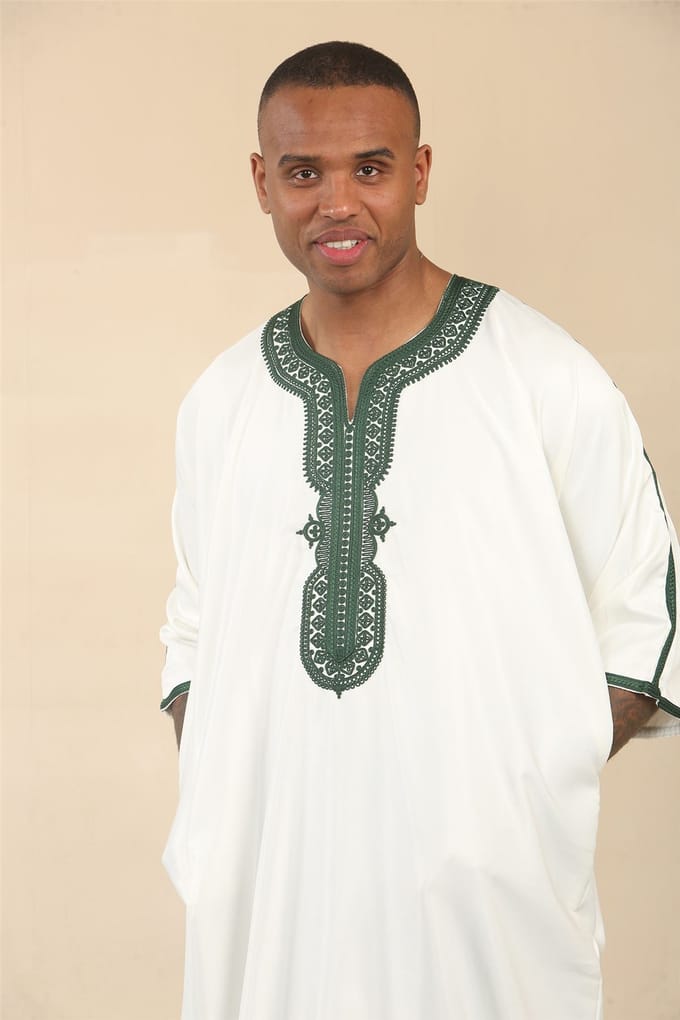 Witte Marokkaanse Thobe Djellaba Jubba Robe Eid voor heren