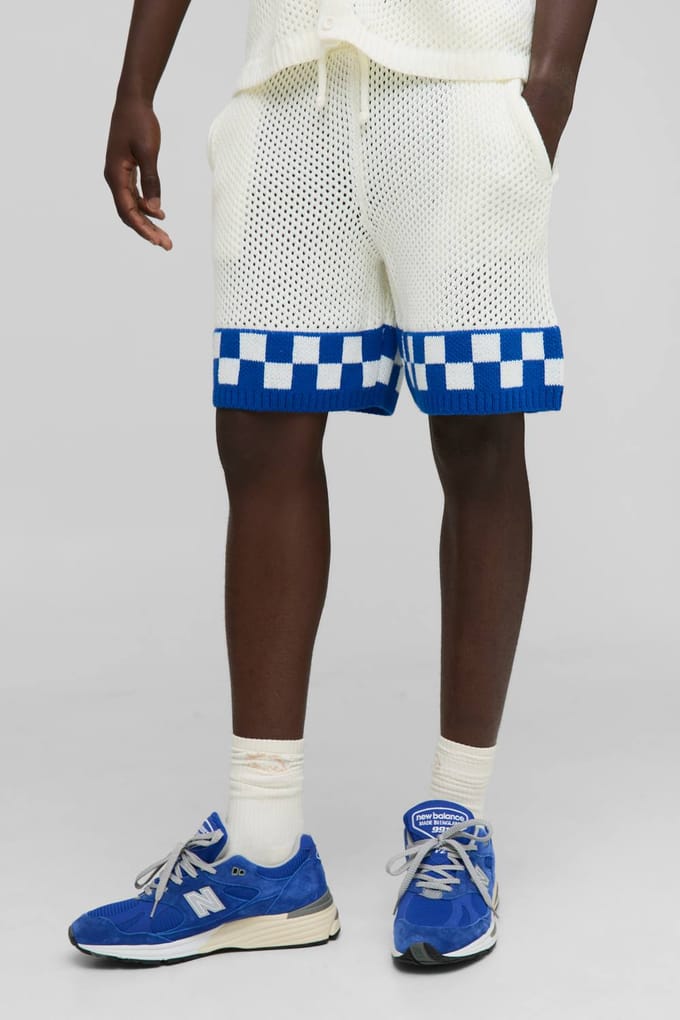 Relaxed Checkered Shorts | Blue | Size Medium