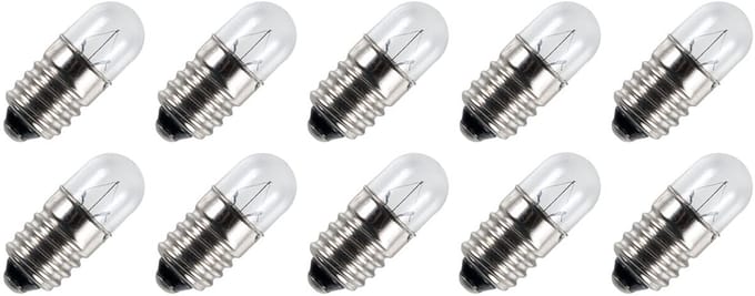 Signaallamp E10 12V 2W - 166 mAh - 10 stuks - T9 Gloeilamp Ø9mm - 23mm - 2500K - Dimbaar