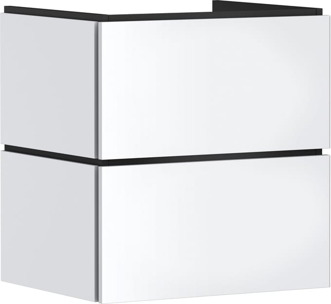 hansgrohe Xilesa E - Badmeubel - 580/470mm maat - 2 lades - Push-open lades - Voor wastafel - Mat Wit