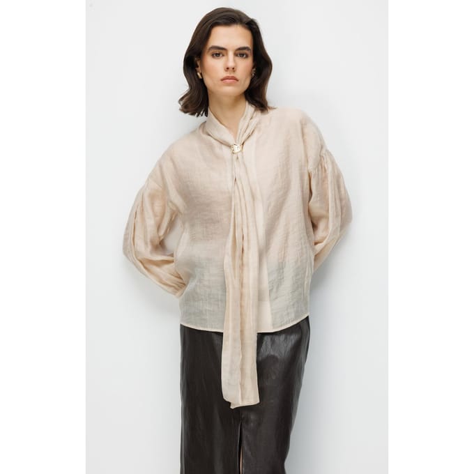 V-hals Blouse met Strikdetails