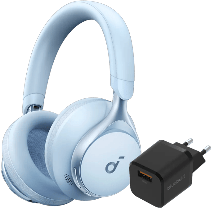 Soundcore Space One Blauw + BlueBuilt Quick Charge Oplader met Usb A Poort 18W Zwart