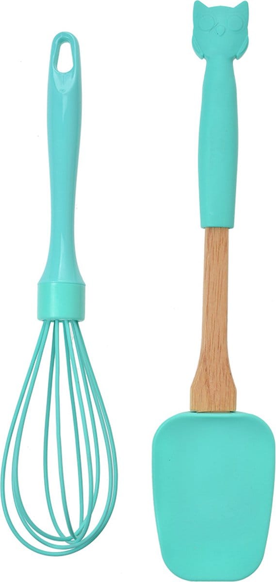 Clayre & Eef Keukengerei set van 2 Uil 29x6 / 26x6 cm Groen Kunststof