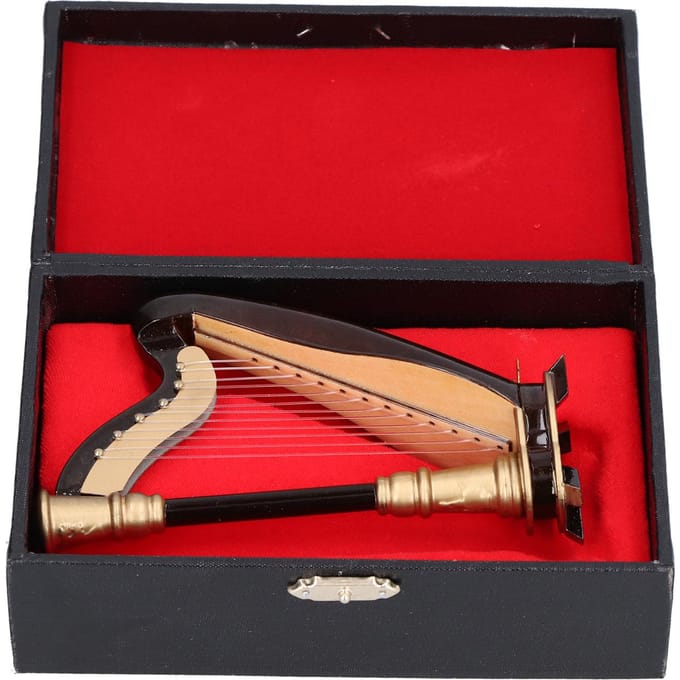 Mini Harp Model Muziekinstrument Replica Huis Kantoor Tafeldecoratie Ornament MG‑253 red