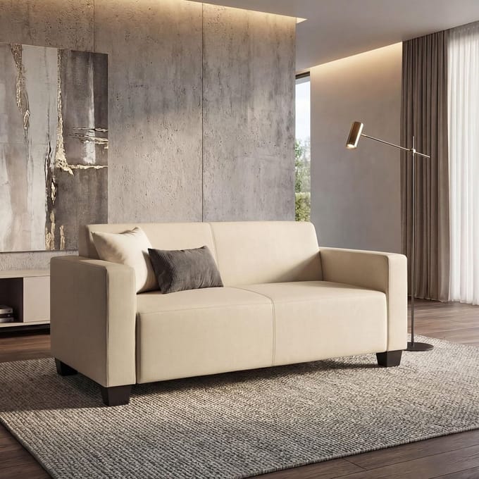 Luxe Kunstleer Bank – Crème – 136 cm – Industrohome