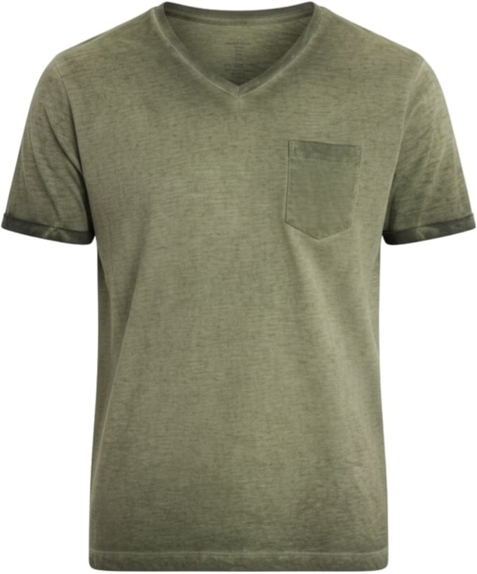 OMBRE T-shirt - Regular Fit - Katoen - Korte Mouw Olijf S