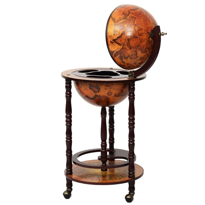 Costway - Wijnrek - Globebar - Wijnbar - Wereldbol bar - ⌀ 45 cm - Bruin