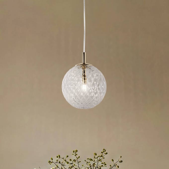 TK Lighting Cadix hanglamp van glas, 1-lamp, Ø 21 cm