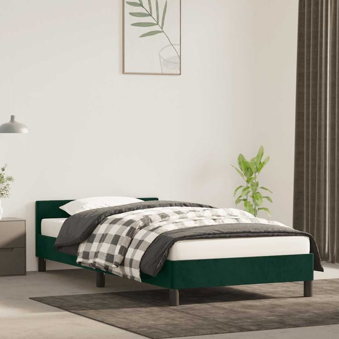 vidaXL - Bedframe - zonder - matras - 90x190 - cm - fluweel - donkergroen