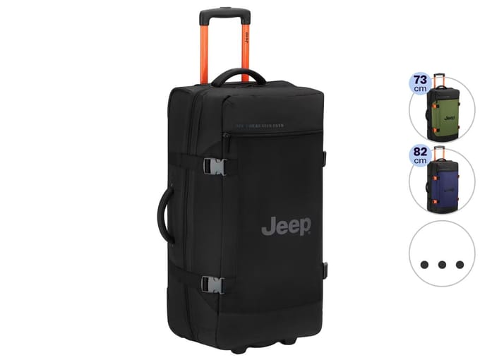 Jeep Duffle Bag - Trolley Duffel Tas - maat M 73 cm - Zwart