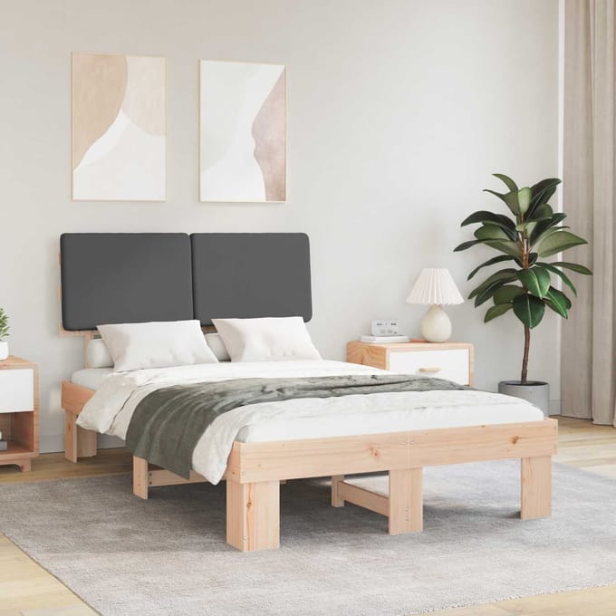 vidaXL - Bedframe - met - Gevoerde - Hoofdbord - Donkergrijs - 120 - x - 200 - cm