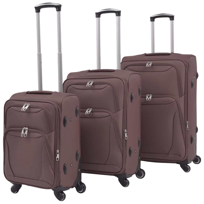 vidaXL - Trolleyset - koffiebruin - 3-delig