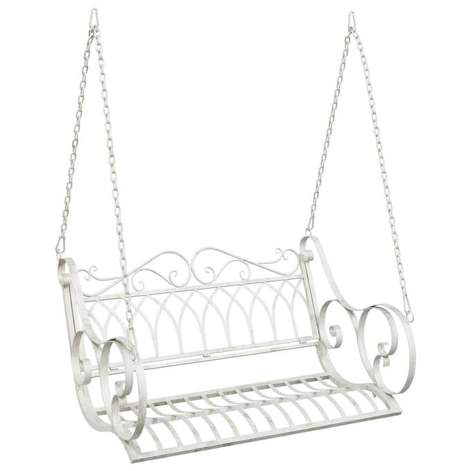 vidaXL - Schommelbank - Staal - 109 - x - 75 - x - 59 - cm - Antiek - wit