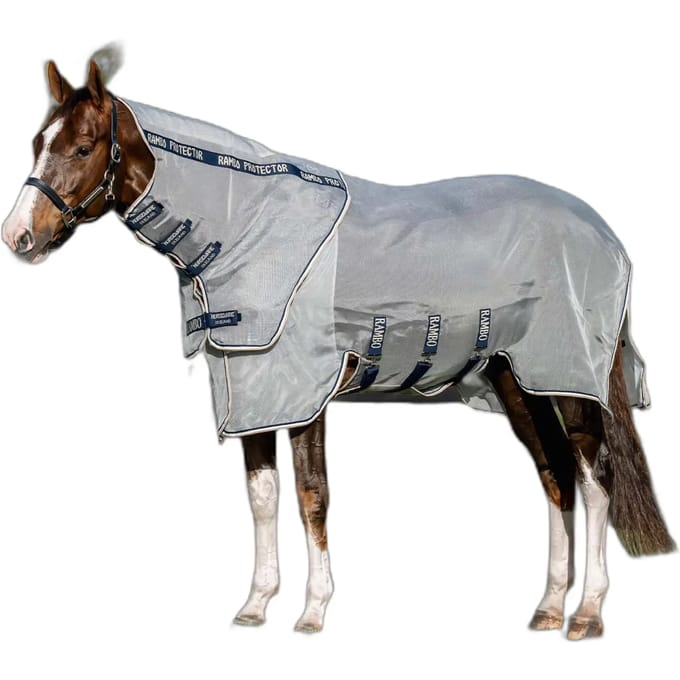 Horseware Rambo Protector Fieldsafe Plus Disc Vliegendeken 190 Navy/Silver