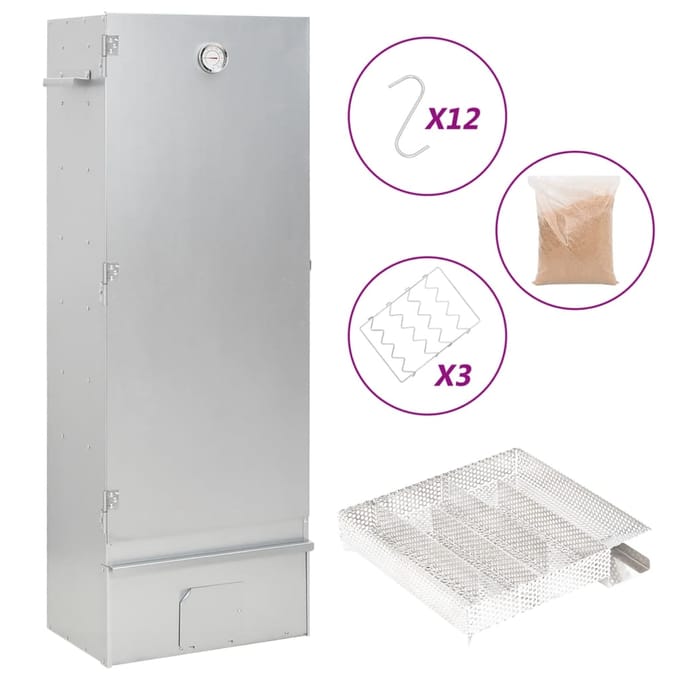 vidaXL - BBQ-rookoven - met - koude - rookgenerator - gegalvaniseerd - staal