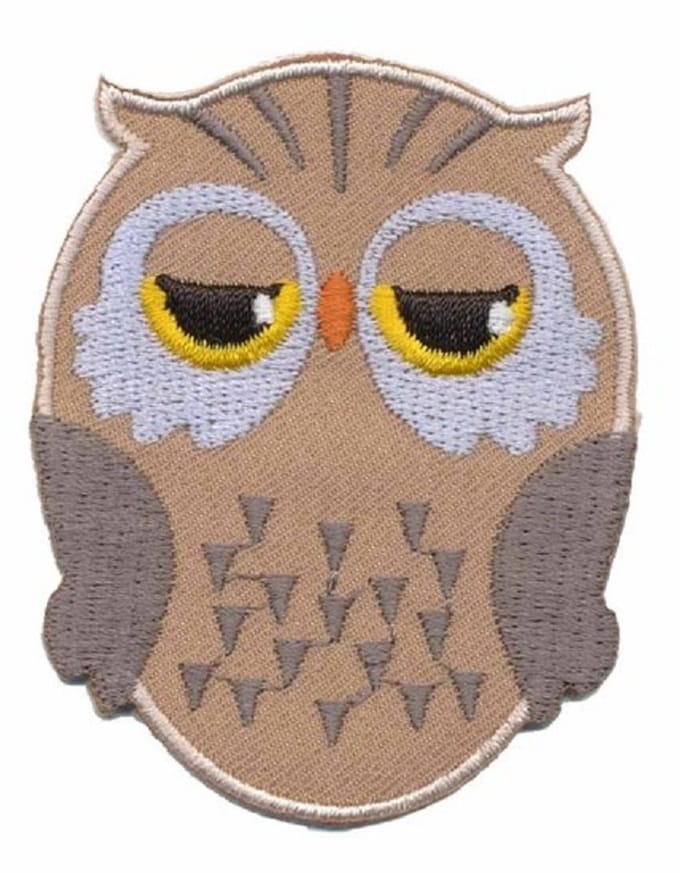 Strijkembleem - Patch - Uil Zand - 5,5 x 7 cm