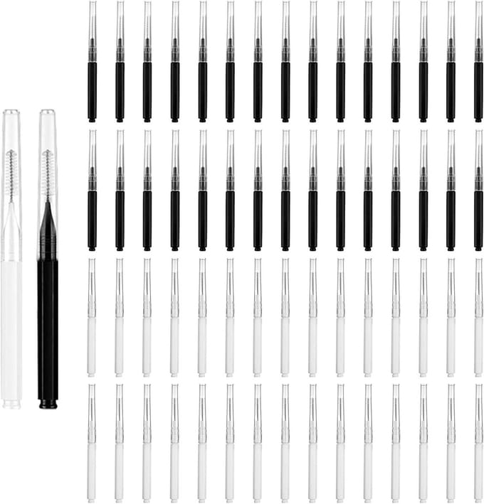Set van 60 Eyebrow Spoolies, Draagbare Mini Micro Wenkbrauwborstels met Dop, Multifunctionele Wimperkam voor Extensions en Make-up Accessoires