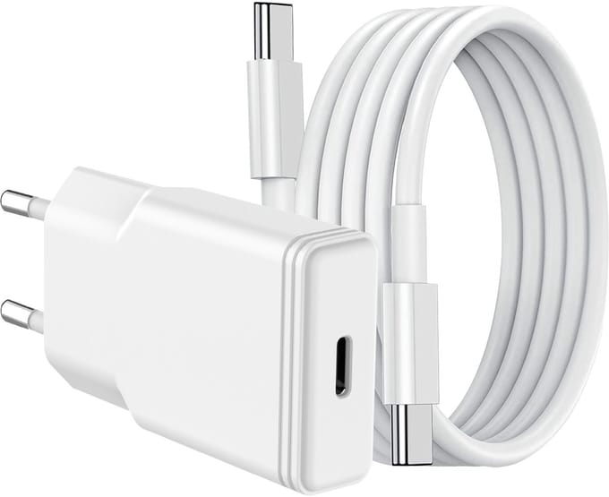 USB C Adapter 20W snellader met (1m) USB C naar USB C kabel