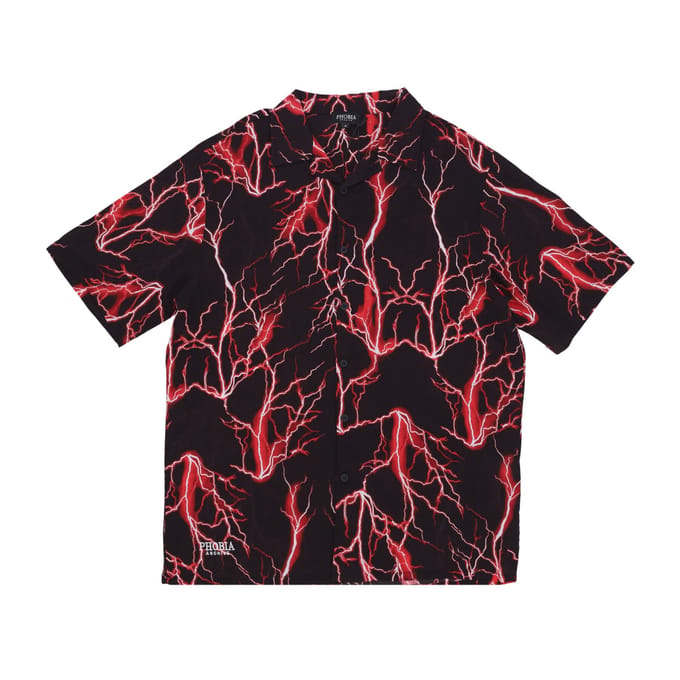 Herenoverhemd met korte mouwen All Over Lightning-shirt Zwart/rood