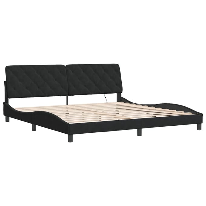vidaXL - Bedframe - met - LED - zonder - matras - fluweel - zwart - 200x200 - cm