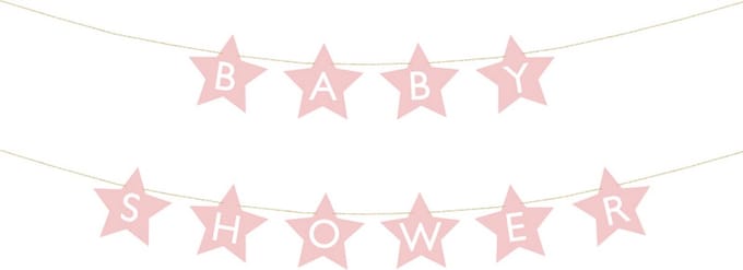 Partydeco - Babyshower banner sterren roze (2,9 mtr)