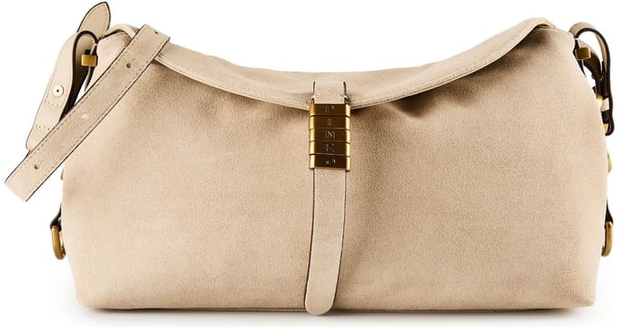 PINKO Saddle Horizontal Schoudertas Leder 34 cm - Dames - beige-grigio