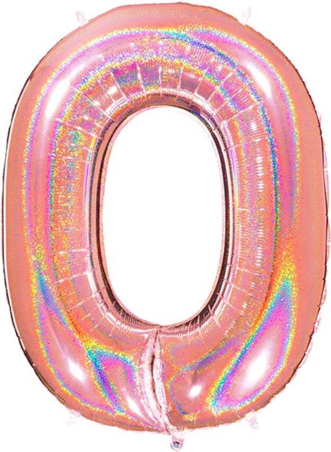 Folieballon Cijfer 0 Glitter Rose Gold - 102 cm