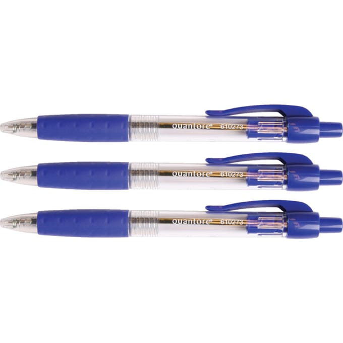 Balpen Quantore Grip drukknop blauw medium