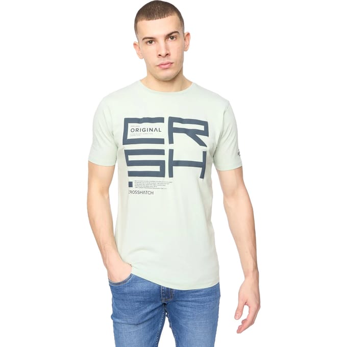 Crosshatch Heren Squarebox T-Shirt (Mint)
