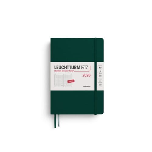 Leuchtturm1917 agenda 2026 1 dag per pagina dotted hardcover medium a5, bos groen