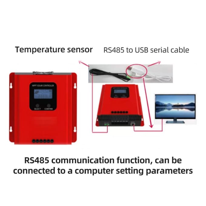 Contrôleur de Charge solaire MPPT 60A, 12V/24V/36V/48V, reconnaissance automatique, régulateur de Charge solaire avec écran LCD 60A rouge