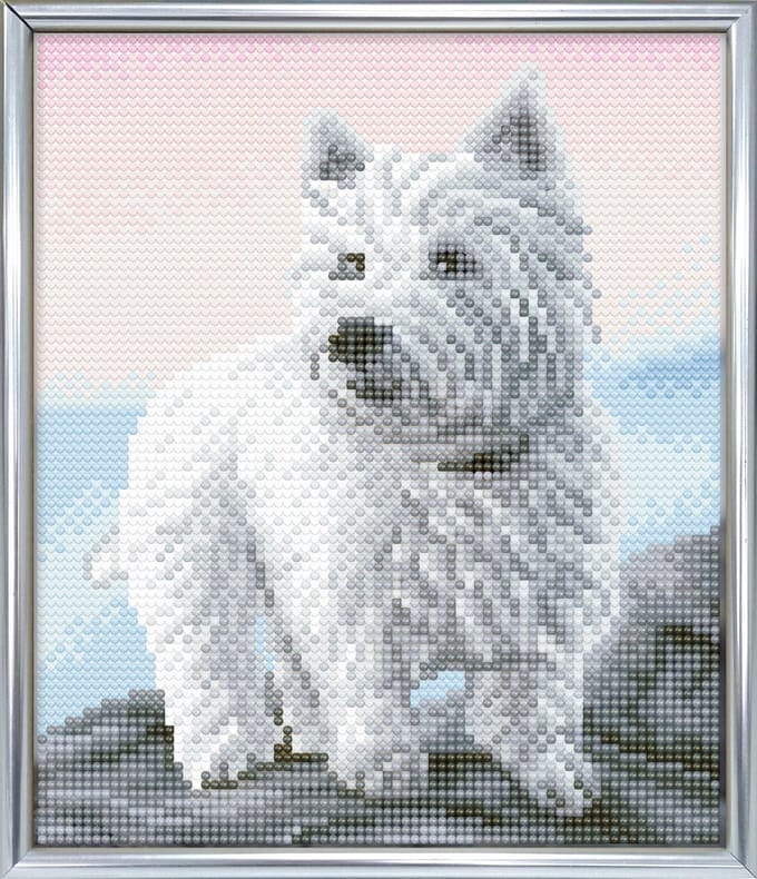 Crystal Art Westie hond - Complete kit met fotolijst - 21 x 25 cm