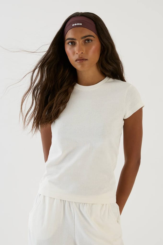 Dames Dsgn Studio Gestructureerd Crew Neck Top Met Korte Mouwen | Cream | Maat: XL