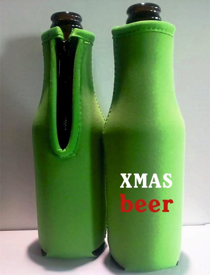 Eizook 2 st. bier fles koelhoud hoes kerstmis thema groen| kerst | kado idee