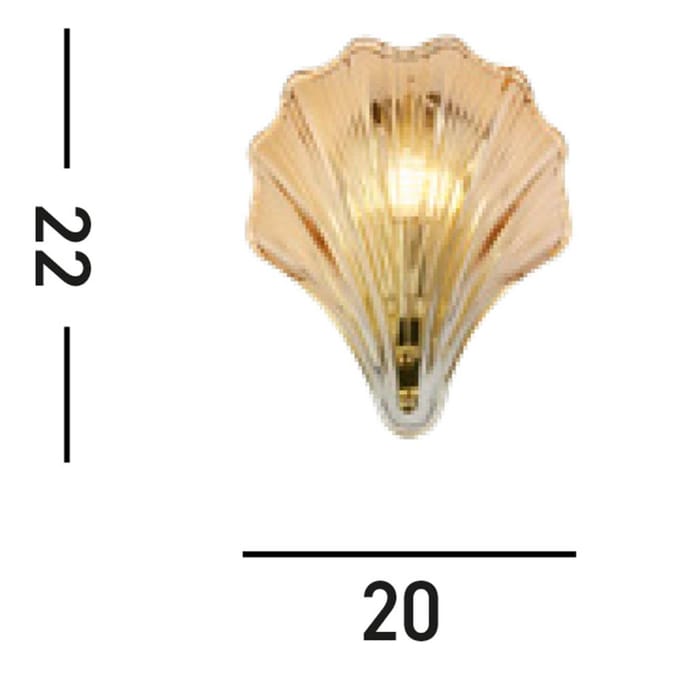 Searchlight Wandlamp, amber getint, schelpvorm, glas, IP44