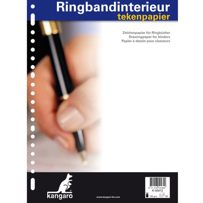 Kangaro tekenpapier A4 - 120 grams - 23-gaats - ringbandpapier