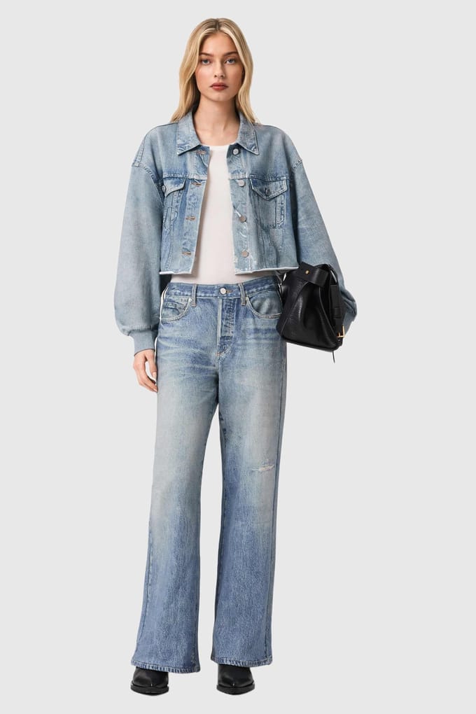 AllSaints Anders Terry Shacket Illusion Indigo Größe: 8 | Jeansjacken Outlet | Damen | Blau