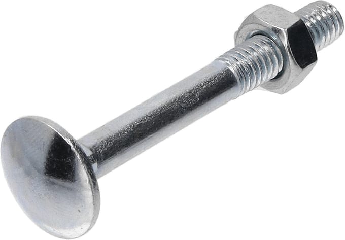 Slotbout met Moer. M6 x 50mm. lang. 30 stuks. Gegalvaniseerd. Ifix.
