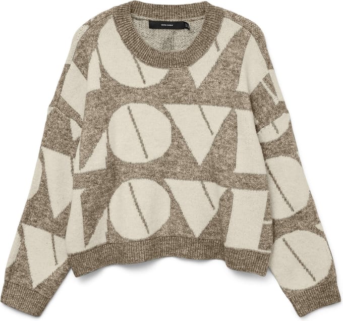 Vero Moda Trui Vmlove Ls O-neck Pullover Boo 10331432 Silver Mink/birch Dames Maat - M