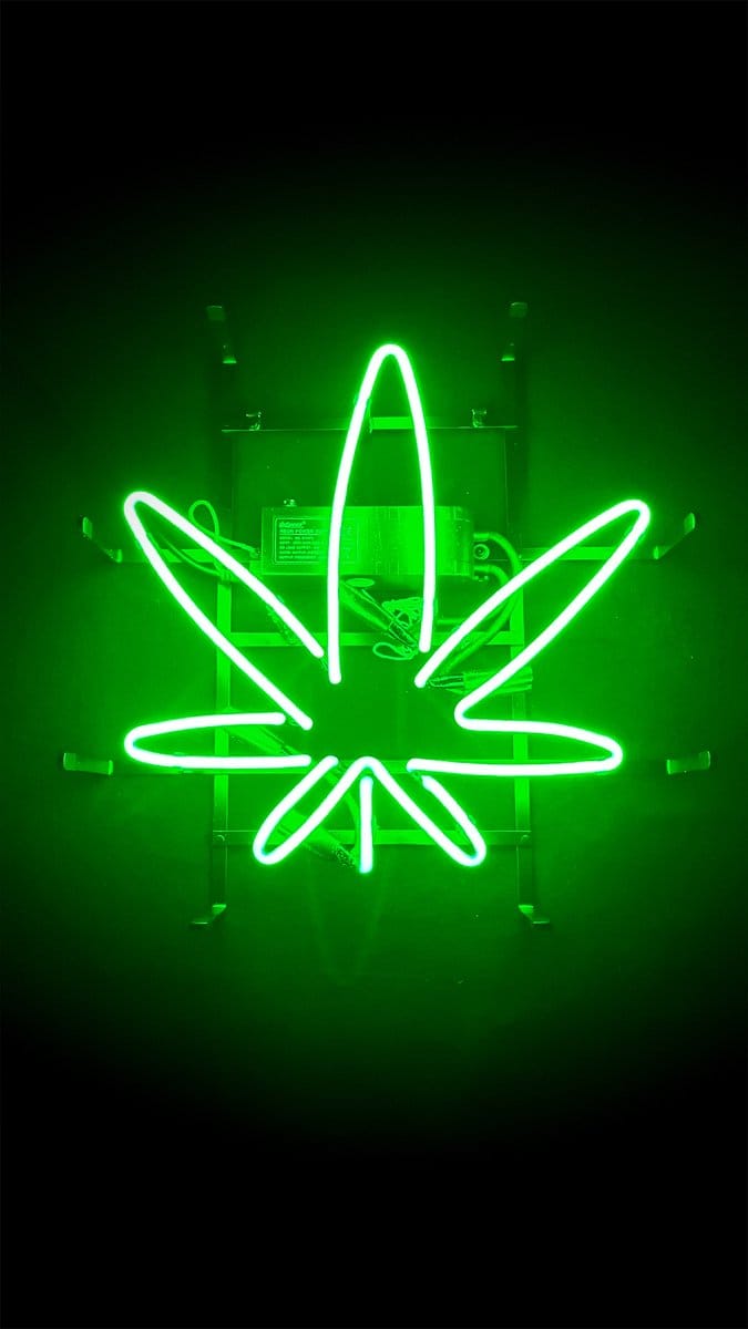 Wietblad - Glas Neon Sign - Groen