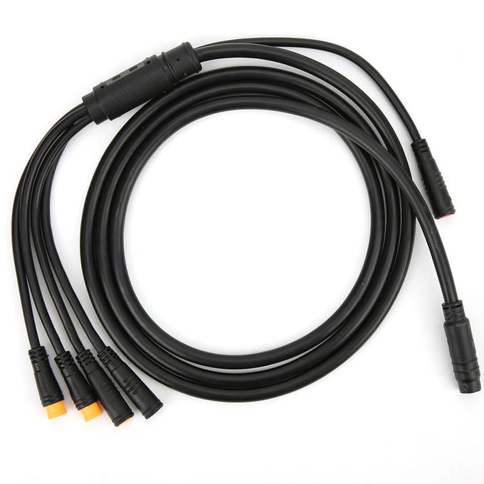 1 voor 5 Geïntegreerde Fietskabel met Lichtfunctie voor Ebike Waterdichte Controller black