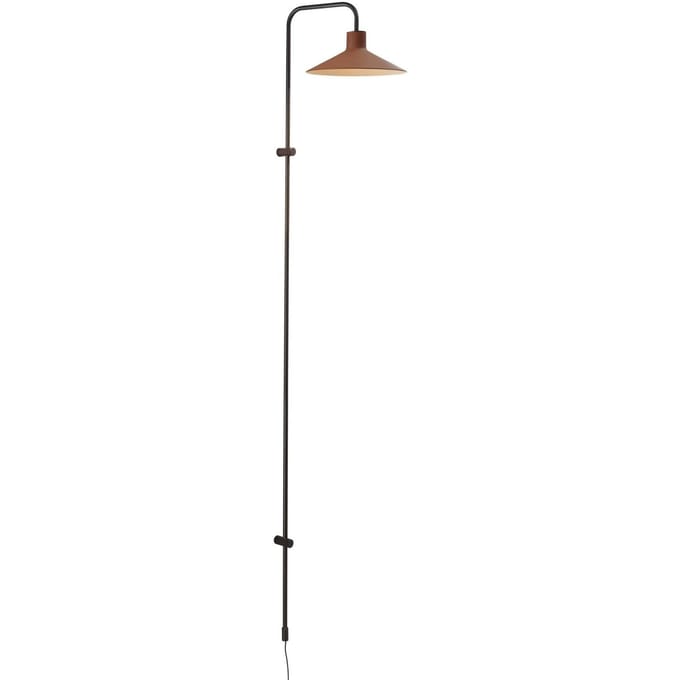 Bover wandlamp Platet A/05, zwart/terracotta, 142 cm, E14