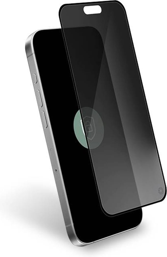 Force Case, Screenprotector geschikt voor iPhone 16 Pro Max - Privacy Tempered Glass 2.5D, Transparant zwart