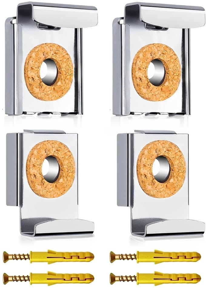 Set van 4 verstelbare spiegelhouders met kurkbescherming