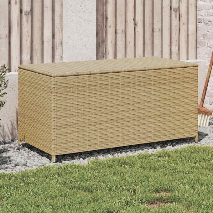 vidaXL - Tuinbox - met - wielen - 190 - L - poly - rattan - gemengd - beige