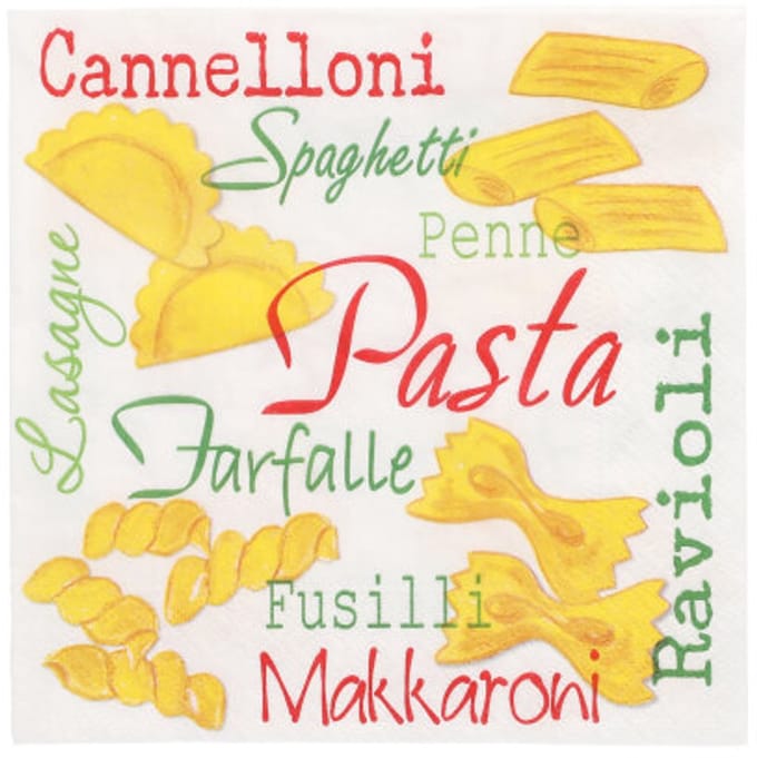 10x 20 Servetten 3-laags 1/4 vouw 33 cm x 33 cm Pasta