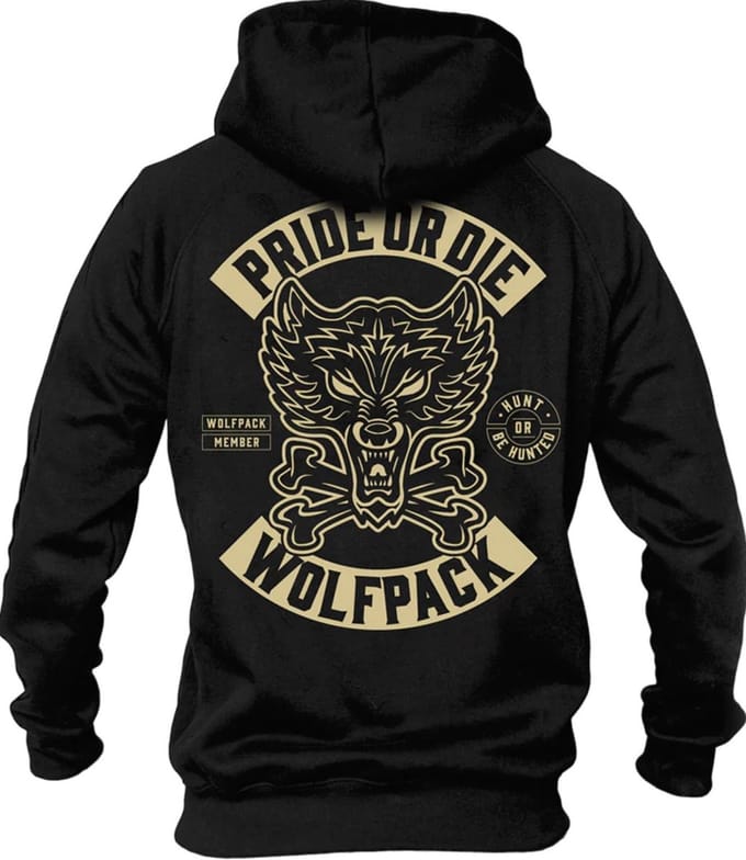 PRIDE or Die Wolfpack Hoodie Sweater Zwart - S